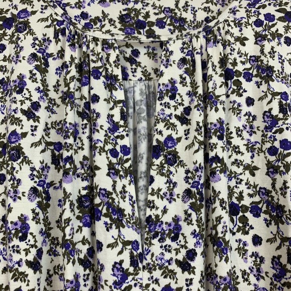 intimately free people kaya keyhole purple floral long sleeve bodysuit xs - Picture 3 of 7